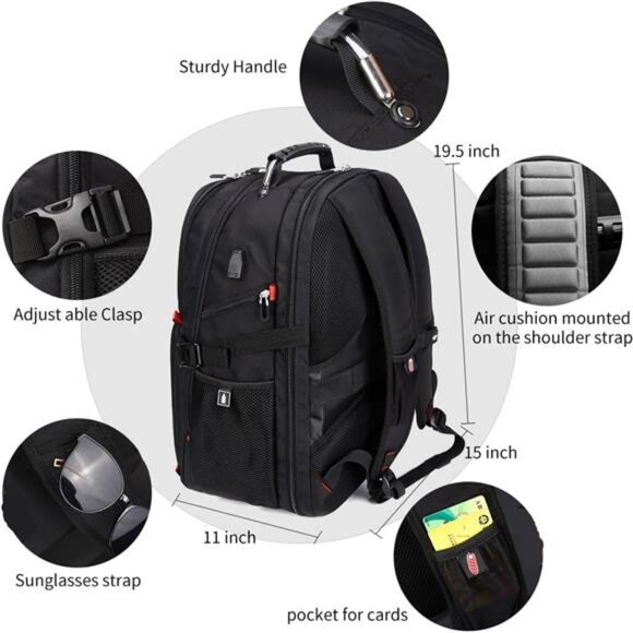 Extra Large 50L Travel Laptop Backpack with USB Charging Port, College - Picture 5 of 8